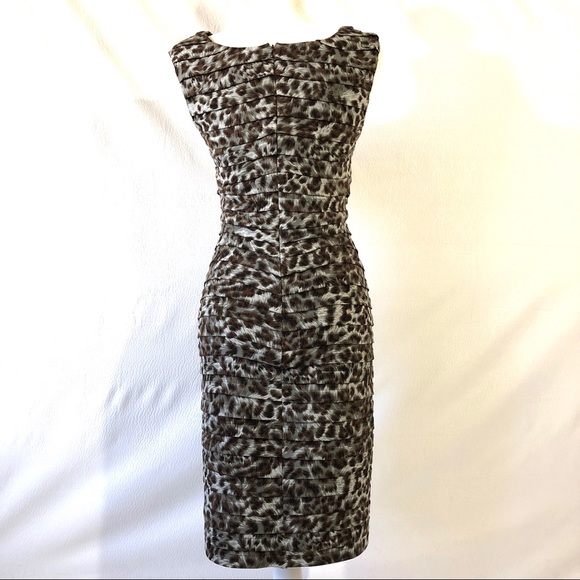 Adrianna Papell Animal Print Fitted Pleated Dress - Picture 5 of 8